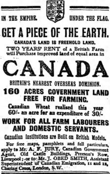 Typical ad encouraging settlers, 1910