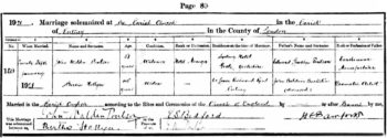 Parish marriage record, John Walden & Bertha