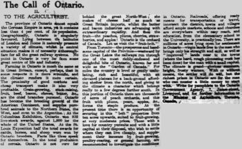 The Times Dec 1908 Ad for Ontario farmers