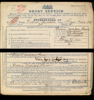 Cedric Archibald Beacon 1903 enlistment