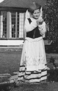 Yvonne Forster in costume in her back garden, early 1940s