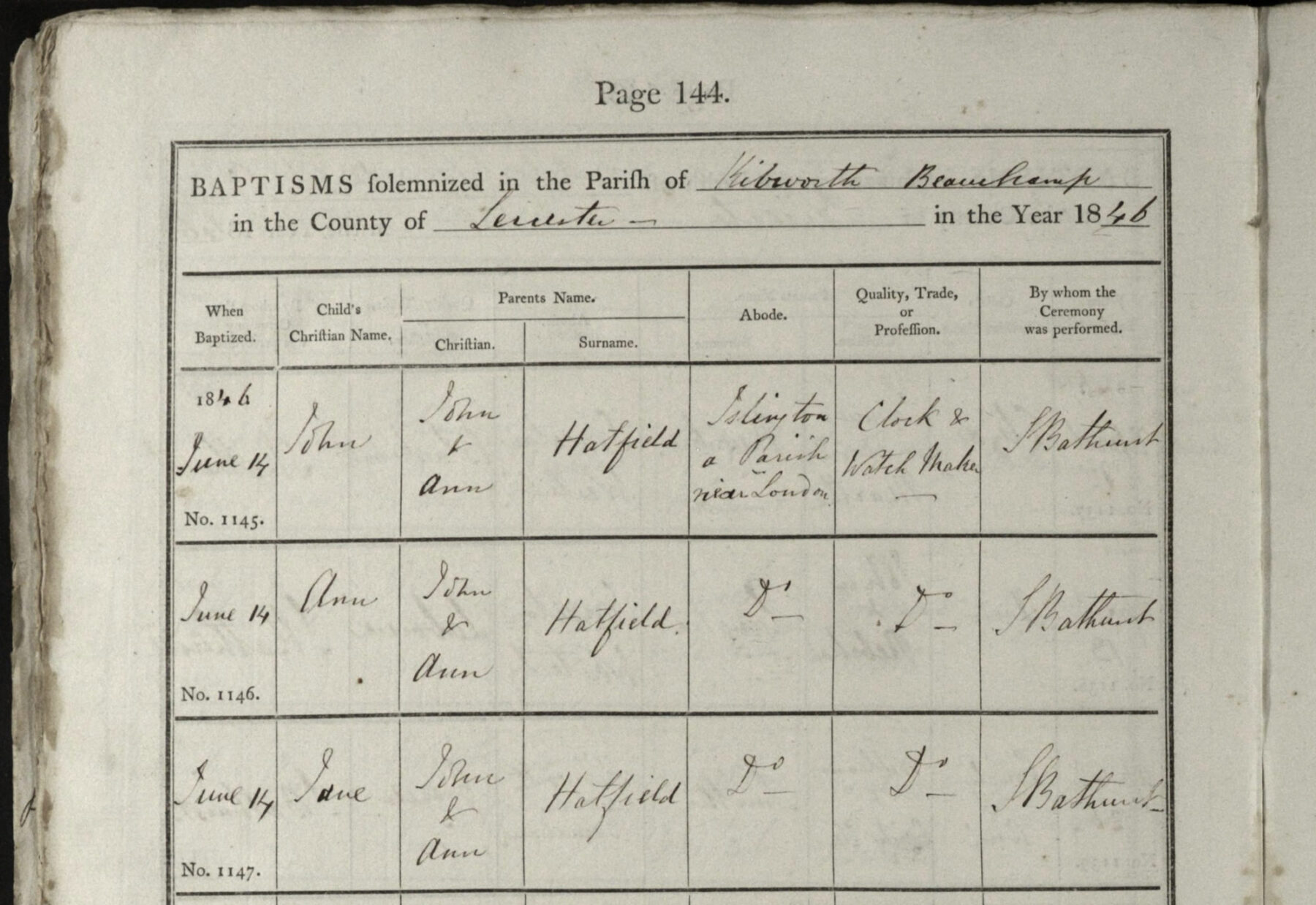 1846 baptisms of the 3 illegitimate children