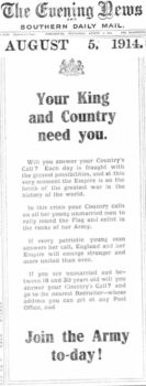 Portsmouth Evening News 5 Aug 1914-King needs you