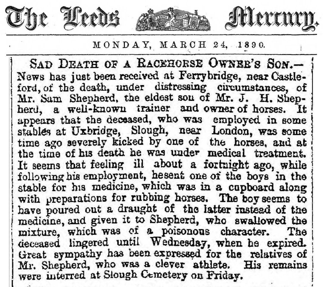 Leeds Mercury article about Samuel Shepherd's death