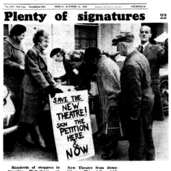 Collecting signatures for the save the theatre petition